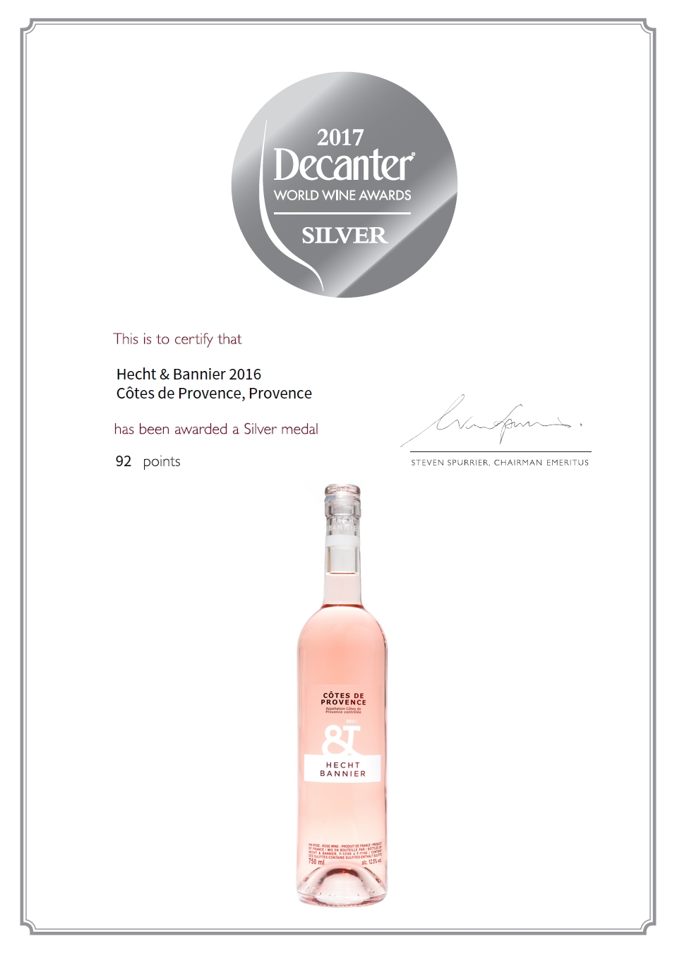 decanter world wine awards 2017 / côtes de provence rosé 2016