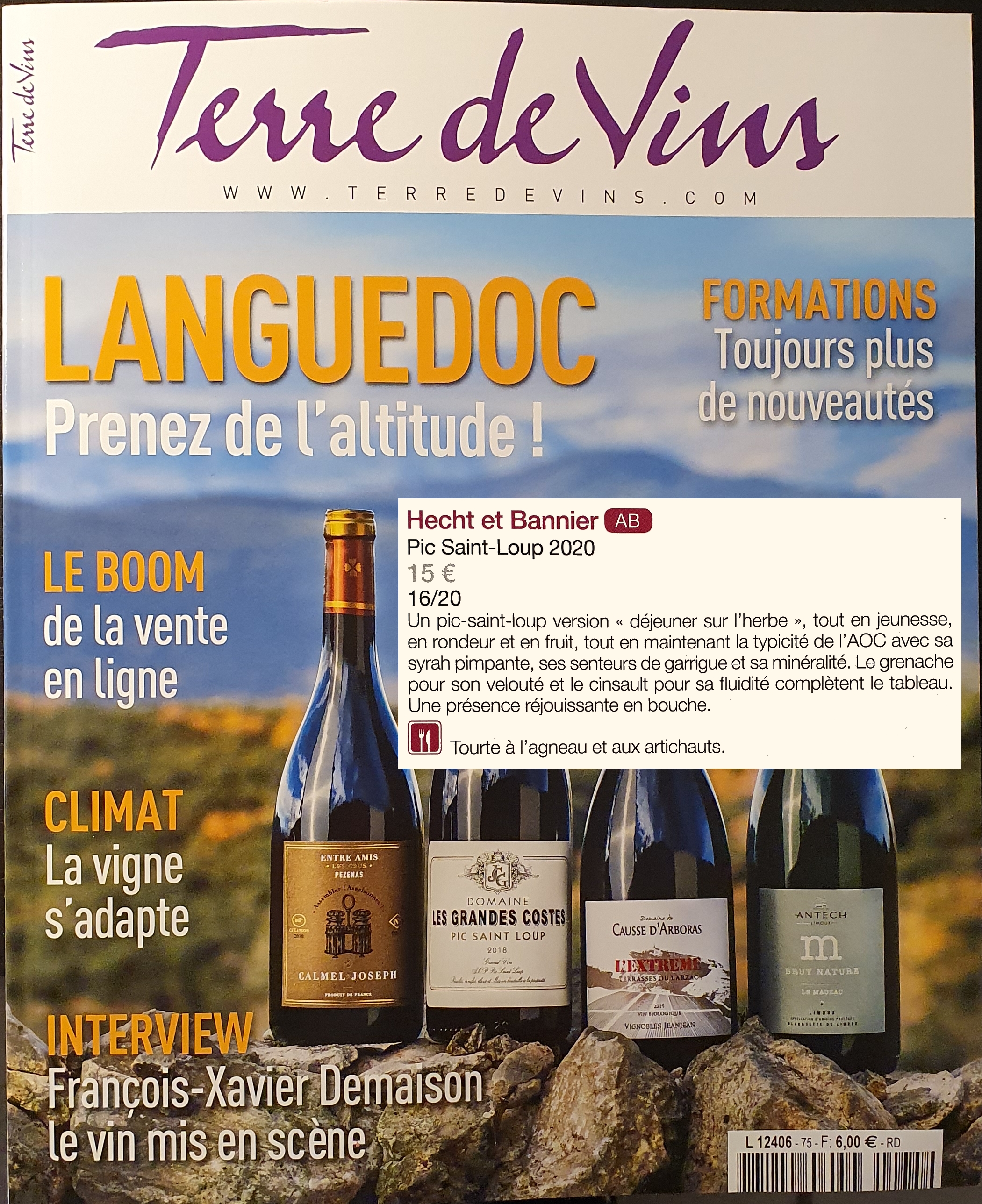 terre de vin – pic-saint-loup bio 2020